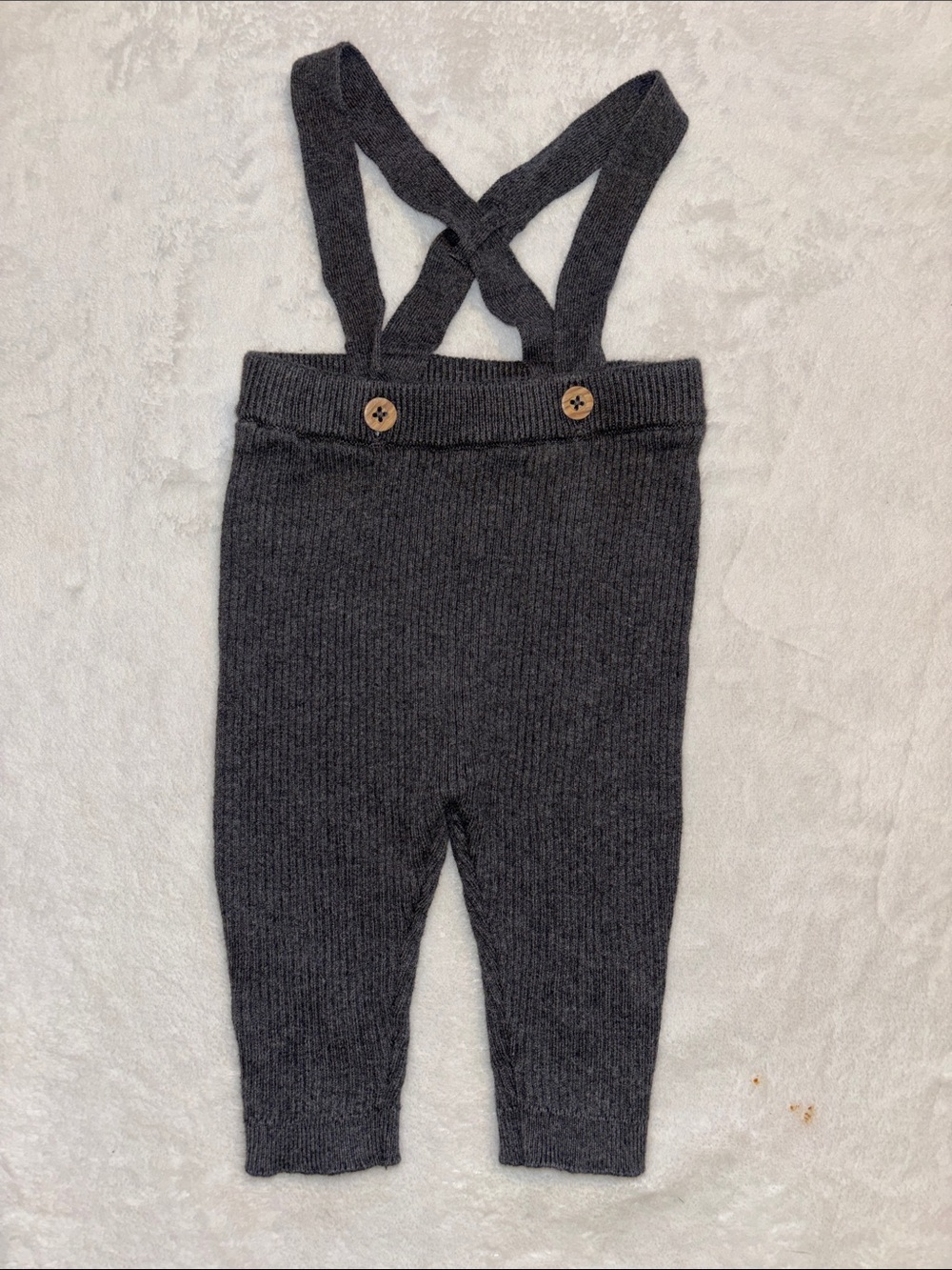 Carters gray 6 month Charcoal Knit Suspender Pants for Kids